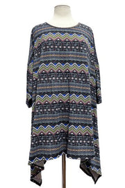 15 PQ {Tell Me A Story} Multi-Color Zig Zag Stripe Print Top EXTENDED PLUS SIZE 3X 4X 5X