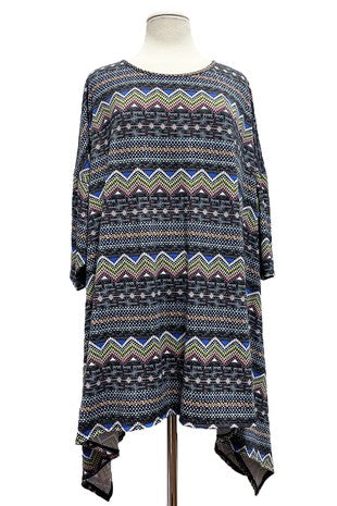 15 PQ {Tell Me A Story} Multi-Color Zig Zag Stripe Print Top EXTENDED PLUS SIZE 3X 4X 5X