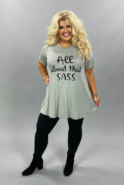 63 GT-E {Sass About} Heather Grey Graphic Print Top CURVY BRAND!! EXTENDED PLUS SIZE 3X 4X 5X 6X