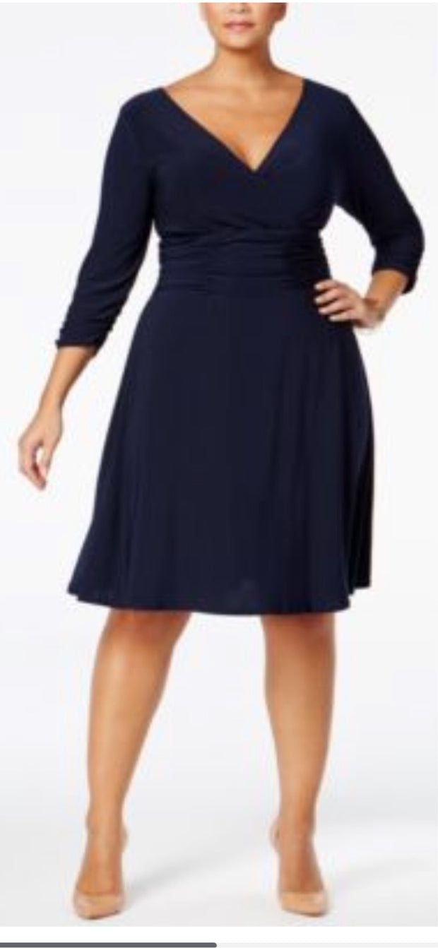 LD-F M-109  {NY Collection} Navy Ruched Dress Retail $70.00 PLUS SIZE 1X