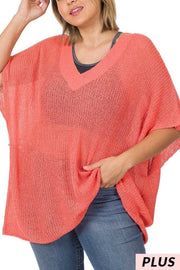 67 SSS-B {Simply Awesome} Deep Coral Oversized Sweater PLUS SIZE 1X 2X 3X