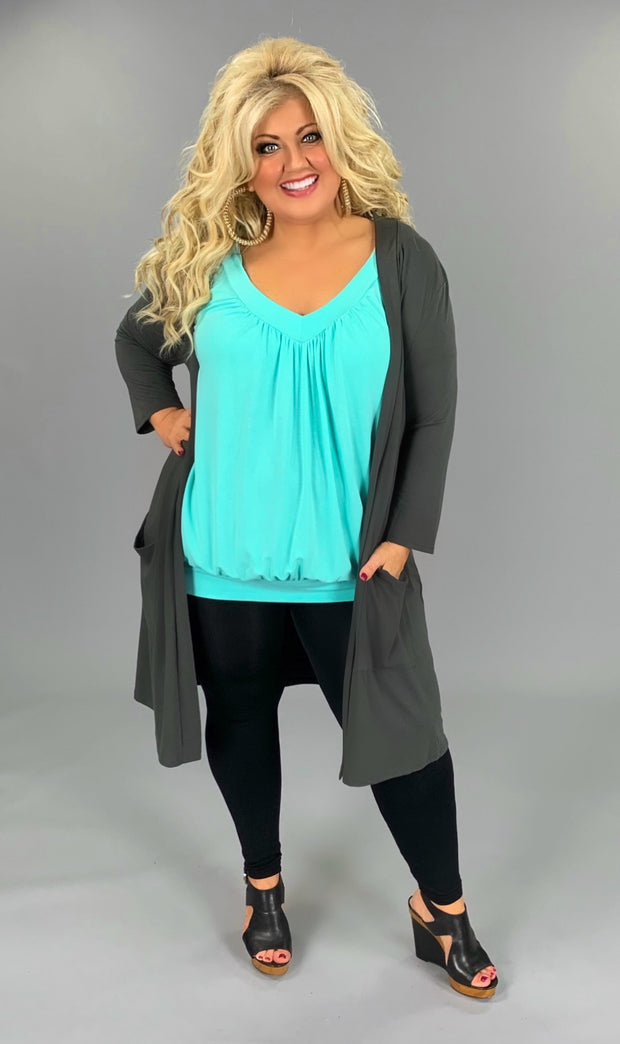 {FREE FALLING} CHARCOAL SLOUCHY***SALE*** POCKET CARDIGAN