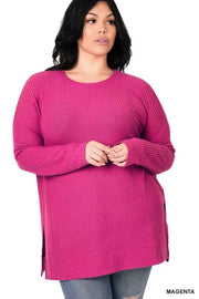 81 SLS-B {Speak Truth} Magenta  SALE!! Waffle Knit Top PLUS SIZE 1X 2X 3X SALE!!
