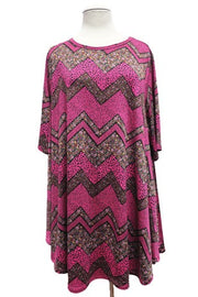 31 PSS {Pure Delight} Fuchsia Leopard Floral Zig-Zag Print Tunic EXTENDED PLUS SIZE 4X 5X 6X