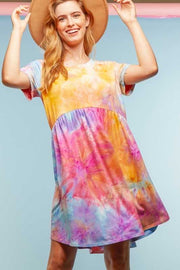 54 PSS-Y {Sherbert Memories} Magenta Yellow Tie Dye Tunic PLUS SIZE  1X 2X 3X