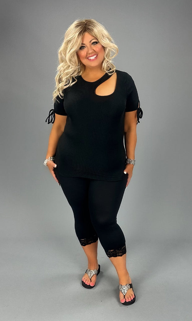 41 SSS-W {Song Of Love} Black Short Sleeve Top PLUS SIZE XL 2X 3X