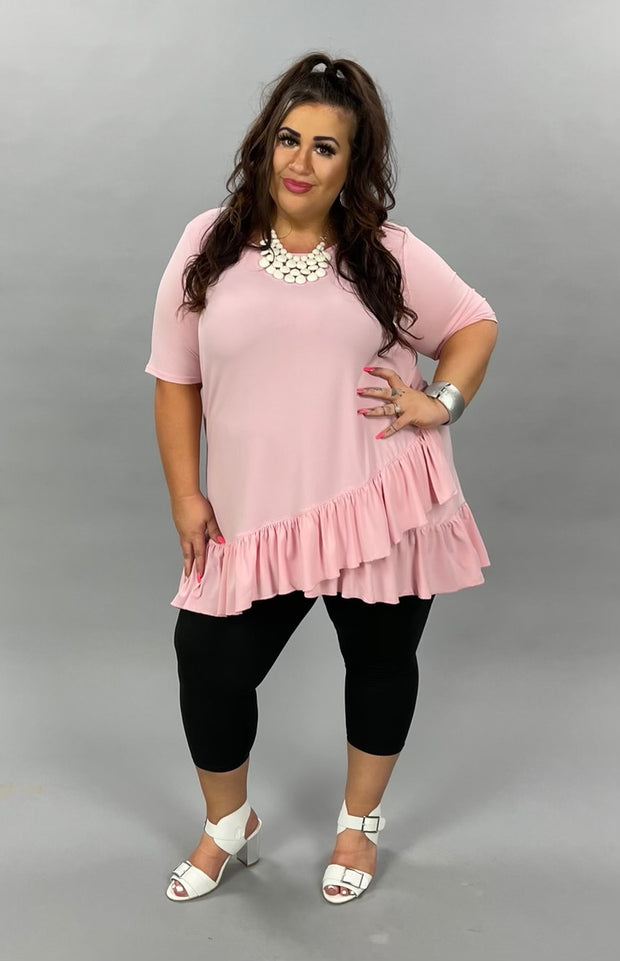 64 SSS-F {Spring Crush} PINK Tunic with Ruffle Detail PLUS SIZE 1X 2X 3X