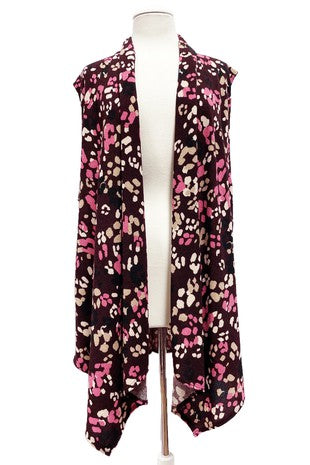 31 OT {Captured Your Desire} Wine Animal Print Vest EXTENDED PLUS SIZE 3X 4X 5X