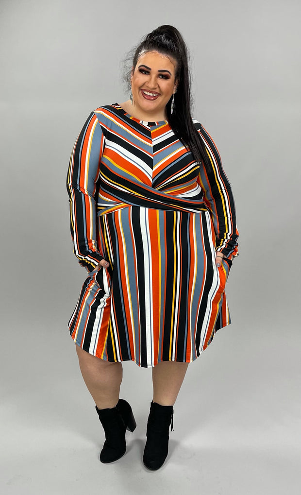 63 PLS-D {Perfect Lines} Black/Multi-Color Striped Dress SALE!!!  PLUS SIZE 1X 2X 3X