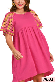 49 CP-C {Channel Confidence} Umgee Pink Crochet Dress PLUS SIZE XL 1X 2X