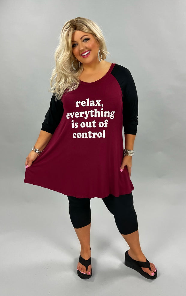 20 GT-B {Out Of Control} Black/Burgundy  Graphic Tee  CURVY BRAND