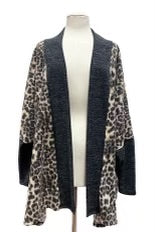 54 OT-A {Twist Of Fate} Brown Leopard Print Cardigan PLUS SIZE 1X 2X 3X 4X 5X