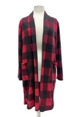 59 OT-I {Somebody To Know} Red Large Check Print Duster EXTENDED PLUS SIZE 1X 2X 3X 4X 5X