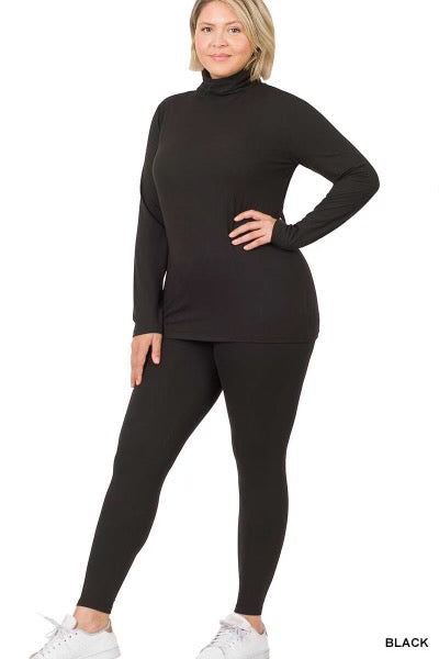 87 SET-B {Walk This Way} Black Long Sleeve Top W Bottoms PLUS SIZE 1X 2X 3X SALE!!!