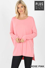 25 SLS-C {A Step Back}  Baby Pink Long Sleeve Top PLUS SIZE XL 2X 3X