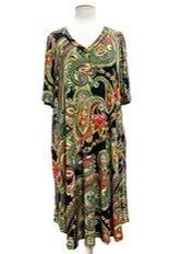 28 PSS {Relish The Paisley} Green Paisley V-Neck Dress EXTENDED PLUS SIZE 3X 4X 5X