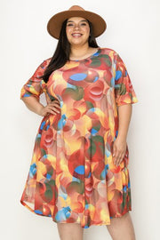 64 PSS {All About The Circles} Multi-Color Print Dress EXTENDED PLUS SIZE 4X 5X 6X
