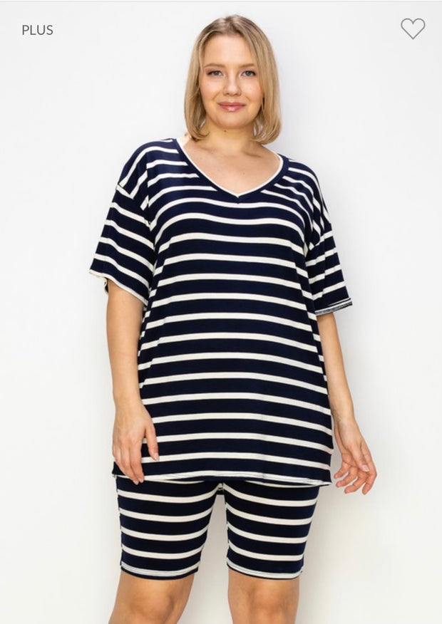 Plus size sales striped pajamas