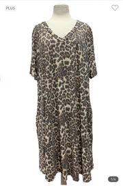 76 PSS-B {Better With Spots} Khaki Tan Leopard Print Dress SALE!!!! EXTENDED PLUS SIZE 3X 4X 5X