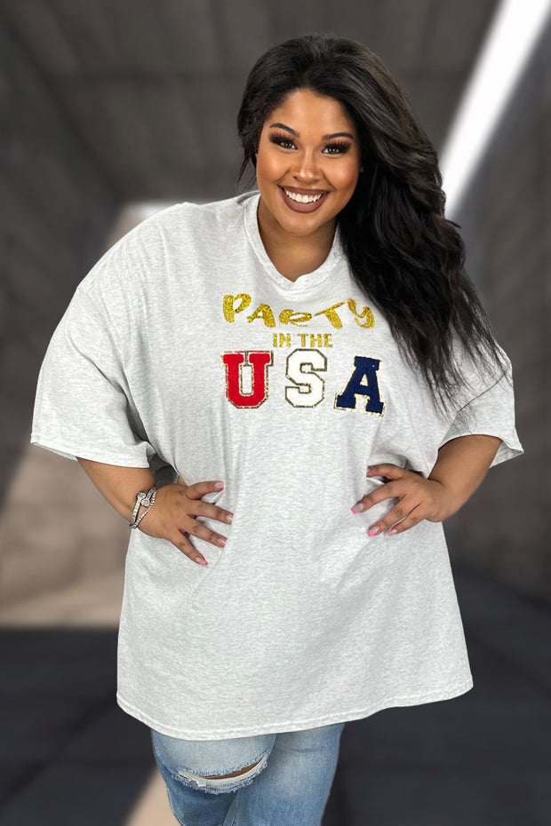 59 GT {Party In The USA} Ash Grey Graphic Tee EXTENDED PLUS SIZE 5X