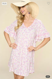 72 PSS-V {Easy To Love} Blush Pink Soft Floral Dress Plus Size 1X 2X 3X