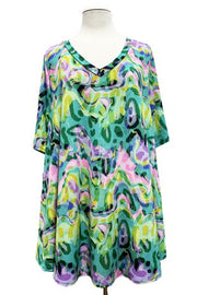 25 PSS {Whirlwind Romance} Green Lavender Print Top EXTENDED PLUS SIZE 4X 5X 6X