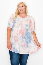 60 PSS-E {Spreading Cheer} Pink Tie Dye Top EXTENDED PLUS SIZE 3X 4X 5X