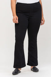 LEG-100 {Ms. Cello} Black Pull On Flair Jeans  PLUS SIZE 1X 2X 3X