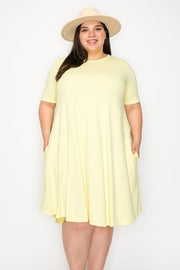 28 SSS-J {Lovely Inside & Out} Lemon Short Sleeve Dress PLUS SIZE XL 2X 3X