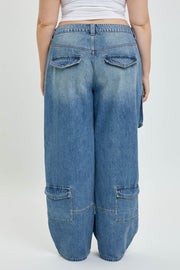 LEG-99 {Ms Cello} Mid-Waisted Washed Denim Skater Jeans EXTENDED PLUS SIZE 14 16 18 20 22