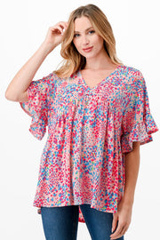 47 PSS-A {Lost And Found} SALE!  Multi-Color Dot Print Top PLUS SIZE XL 2X 3X
