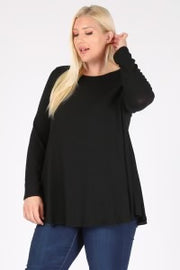 26 SLS {My Time Of Night} Black Rounded Hem Top EXTENDED PLUS SIZE XL 2X 3X 4X 5X