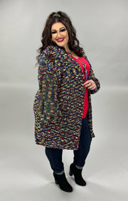 40 OT-C {Colorful Delight} Green, Yellow, Red Knit Cardigan PLUS SIZE XL 2X 3X