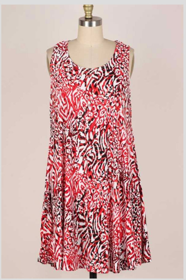 72 SV-B {Feeling the Fun} Rust Abstract Print Tunic Plus Size 1X 2X 3X