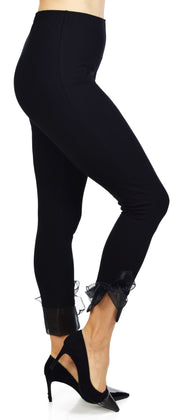 BT-99 {Secretly Boujee} Black Dress Pants w/Sheer Cuff & Bow PLUS SIZE XL 2X 3X