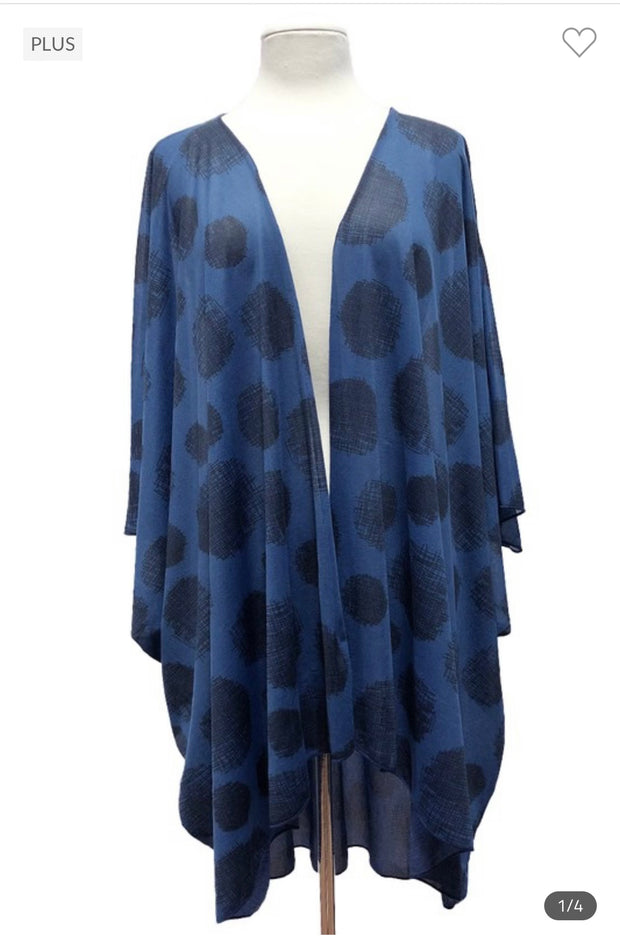 79 OT-A {Free To Unwind} Navy Print Cardigan PLUS SIZE 1X 2X 3X