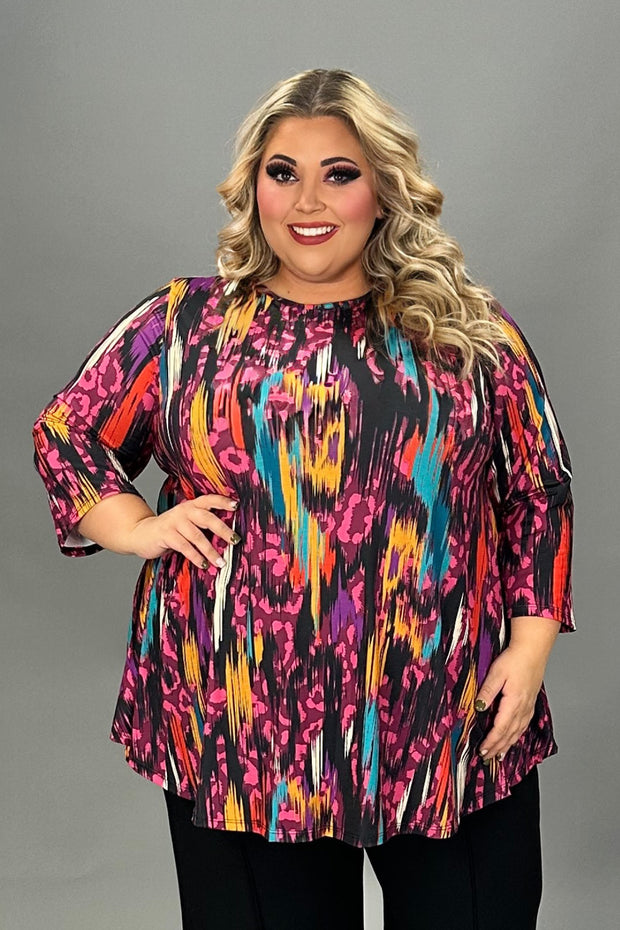 26 PQ {Turning A Few Heads} Magenta Striped Top EXTENDED PLUS SIZE 4X 5X 6X