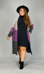 36 OT-F {Wave Effect} Purple Stripe Long Cardigan SALE!!! PLUS SIZE 1X 2X 3X