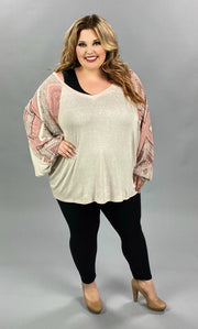 39 CP-W {Burning Love} Blush Mauve Contrast Top PLUS SIZE XL 2X 3X