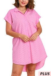 37 SD-A {For All Of You} Umgee Pink Eyelet Lined Dress PLUS SIZE XL 1X 2X