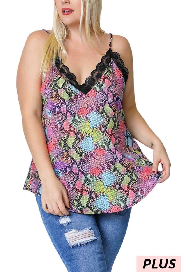 SV-X {Colorful Moments} Multi Color Snakeskin Camisole PLUS SIZE 1X 2X 3X