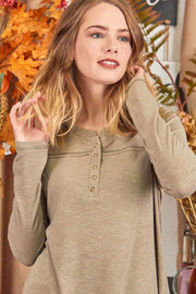 17 SLS {Hit The Ground Running} Ash Mocha Top w/Snaps PLUS SIZE 1X 2X 3X