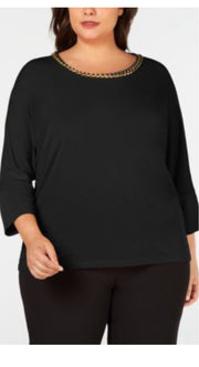 SD-A M-109 {Calvin Klein} Black Chain-Link  Top Retail $79.50 PLUS SIZE
