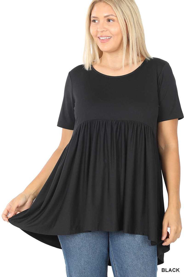 57 SSS-B {Getting The  Best} Black Babydoll Top PLUS SIZE 1X 2X 3X