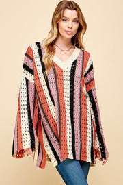 29 PLS-B {Heading North} Multi-Color Stripe Print Sweater SALE!! PLUS SIZE 1X/2X  2X/3X SALE!!!