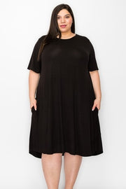 28 SSS-B {Lovely Inside & Out} Black Short Sleeve Dress PLUS SIZE XL 2X 3X