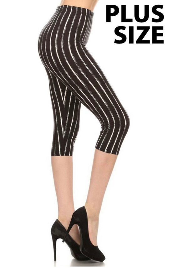 LEG-59 {Work It Out) Black Bamboo Butter Soft Capri Leggings Plus Size