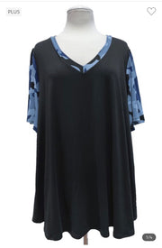 79 CP-B {Better By You} Black/Navy Camo Print Top EXTENDED PLUS SIZE 3X 4X 5X