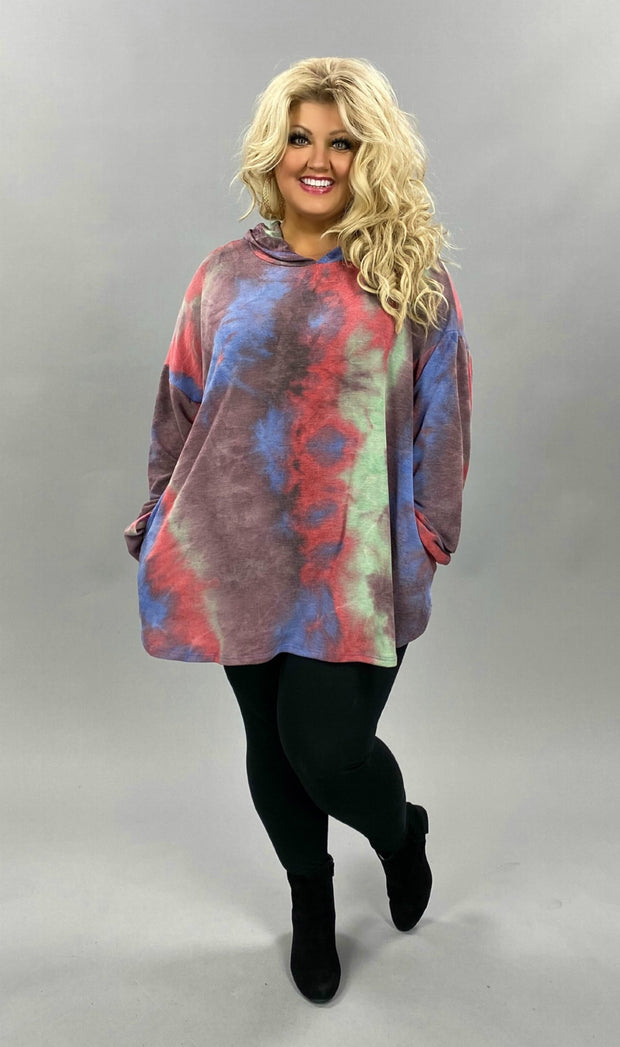 17 HD-Z {Choose Happiness} Red Tie Dye Hoodie CURVY BRAND EXTENDED PLUS SIZE 3X 4X 5X 6X