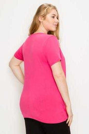 26 SSS-D {Making Memories} Hot Pink Mock Wrap Top PLUS SIZE 1X 2X 3X